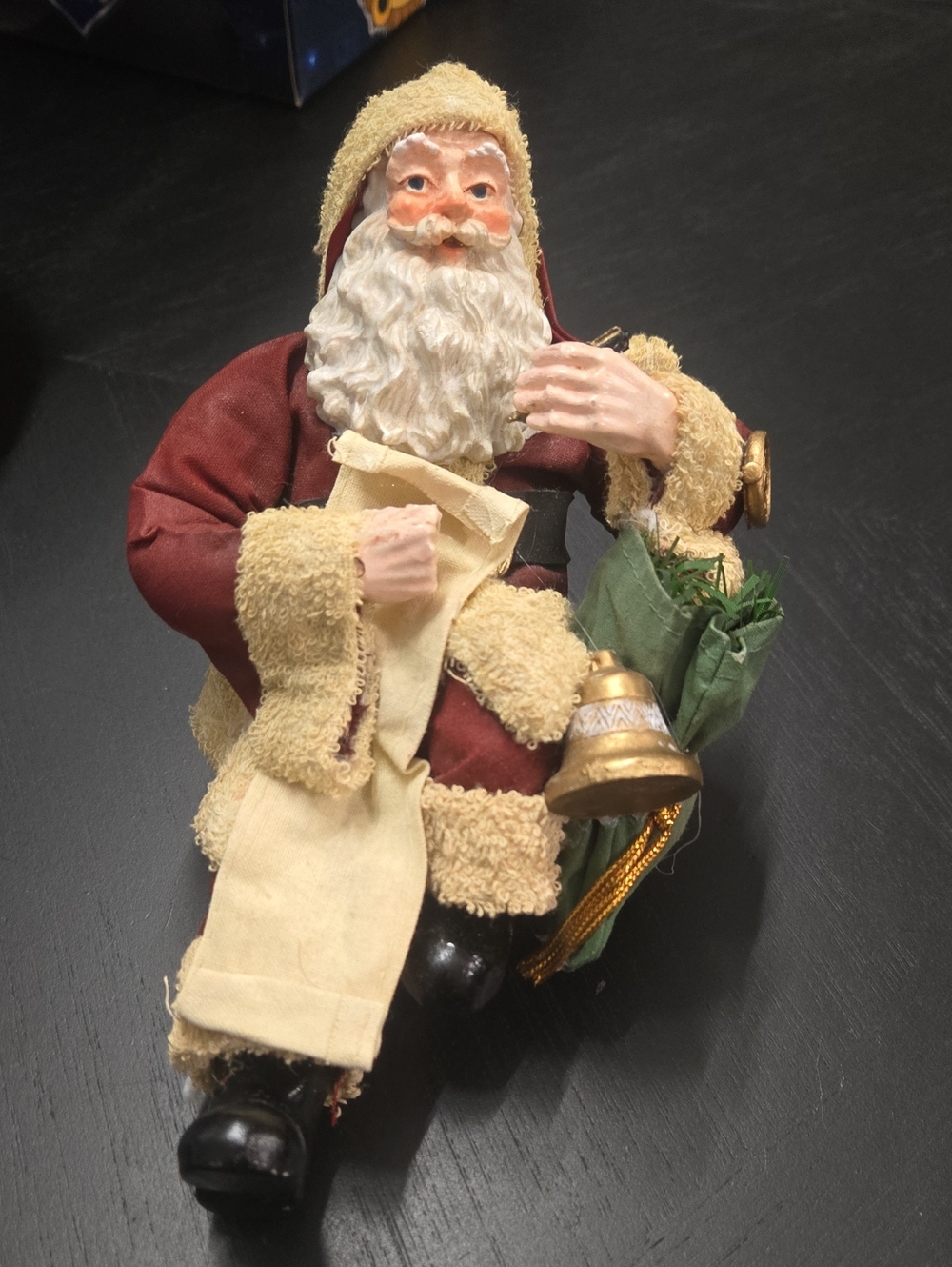 Vintage-Style Burgundy and Cream Santa Figurine Christmas Decoration